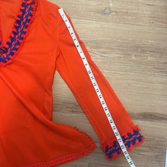 Tory Tunic From Tory Burch SAMBA Orange with Blue Accents Size 2 - Picture 8 of 8